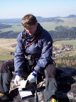 Zschirnsteinwächter, auf dem Gipfel mit Blick auf Kleingießhübel