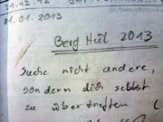 Heidewand, Wildensteiner Gebiet, Gipfelbuchspruch 2013