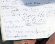 Honigstein, Rathener Gebiet, Gipfelbuchspruch für das Jahr 2014