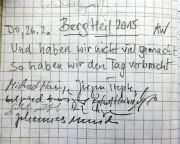 Vierkant, Erzgebirgsgrenzgebiet, Gipfelbuchspruch für 2015