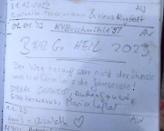 Rabentürmchen, Gipfelbuchspruch für das Jahr 2023