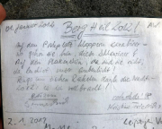 Plattenstein, Rathener Gebiet, Gipfelbuchspruch 2012