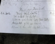 Plattenstein, Rathener Gebiet, Gipfelbuchspruch 2015