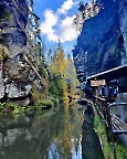 Rindenhütte an der Kahnfahrt Obere Schleuse im Kirnitzschtal