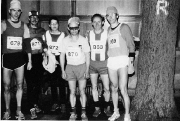 Rennsteiglauf 1987, mit Lauffreunden vor dem Start an der Hohen Sonne