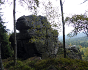Rübezahlwand, Blick zur Westkante, rechts der Absatz des Alten Weges